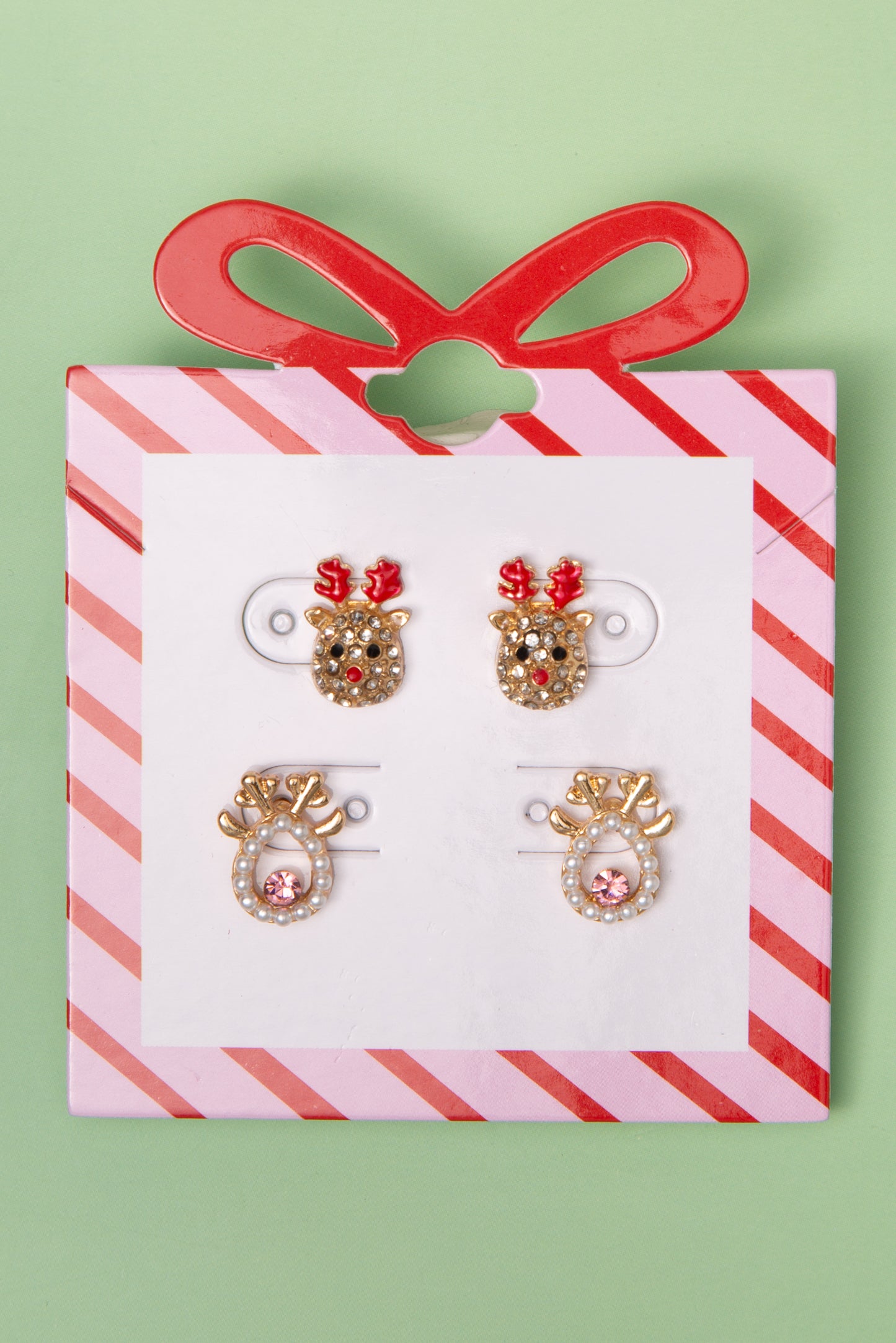 Brooke Christmas Rudolph Theme Pearl and Rhinestone Earring Set