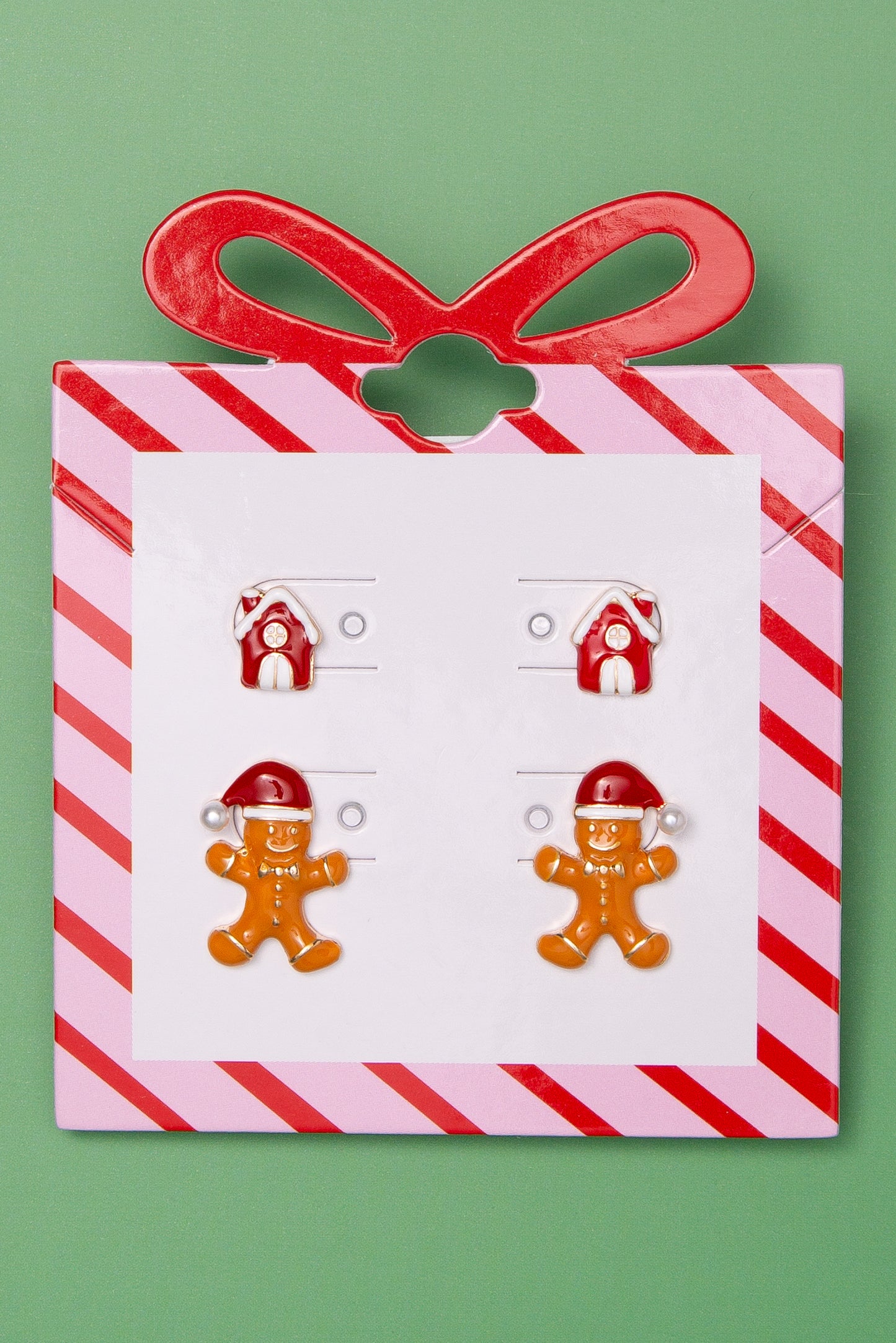 Rosie Christmas Enamel Gingerbread Man & House Earring Set