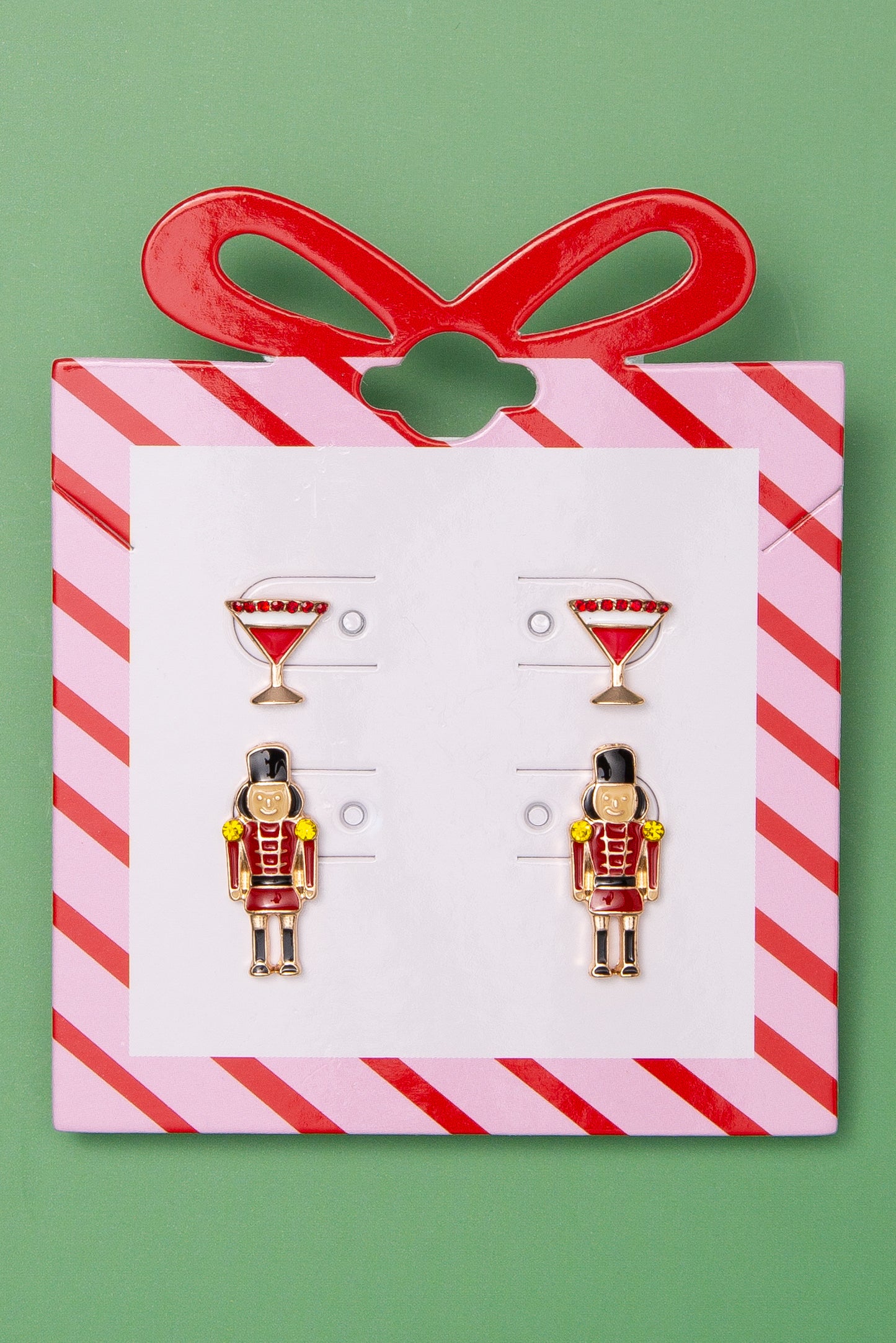 Catherine Christmas Enamel Nutcracker and Martini Holiday Earring Set