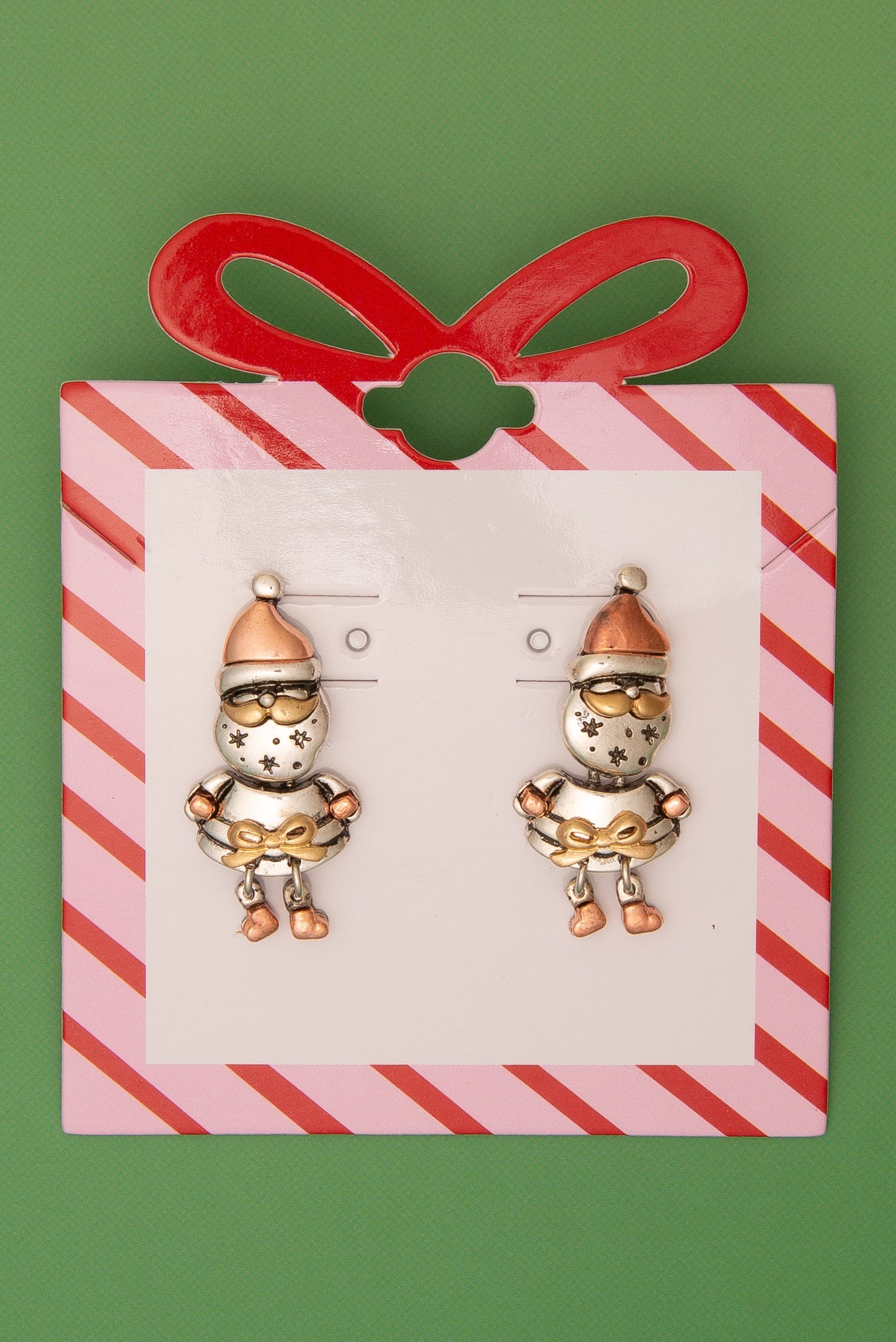 Regina Christmas Metallic Two-Tone Santa Claus Post Earrings