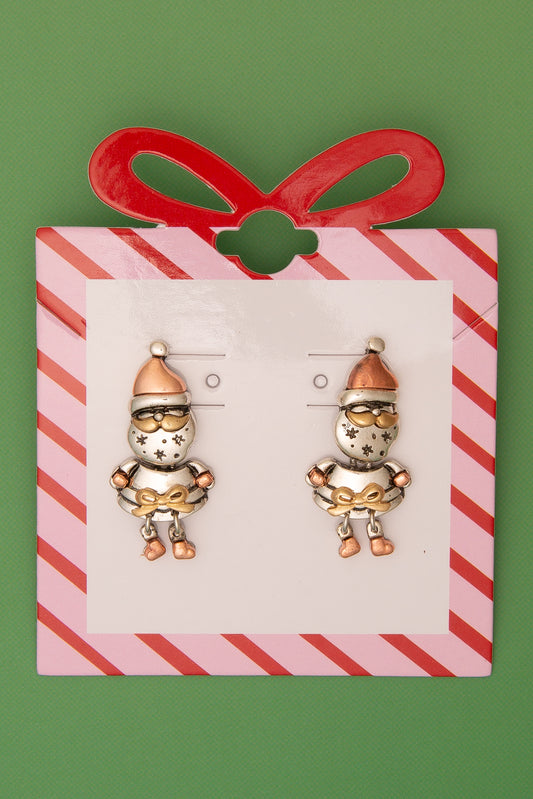 Regina Christmas Metallic Two-Tone Santa Claus Post Earrings