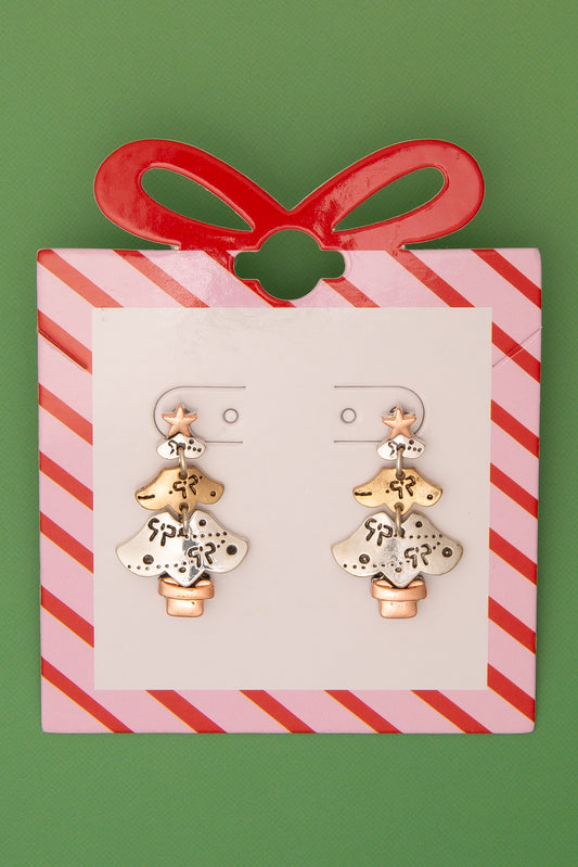 Myra Christmas Tree Shaped Post Earrings with Star Accent