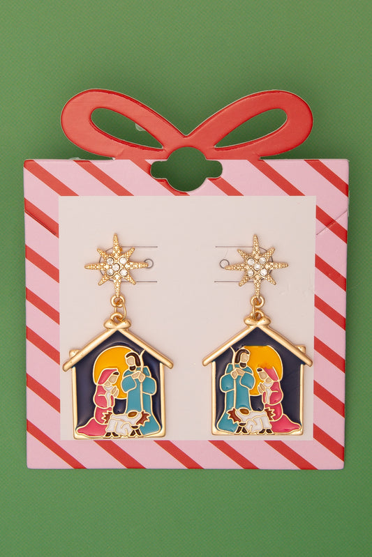 Makenzie Christmas Nativity Scene Post Earrings