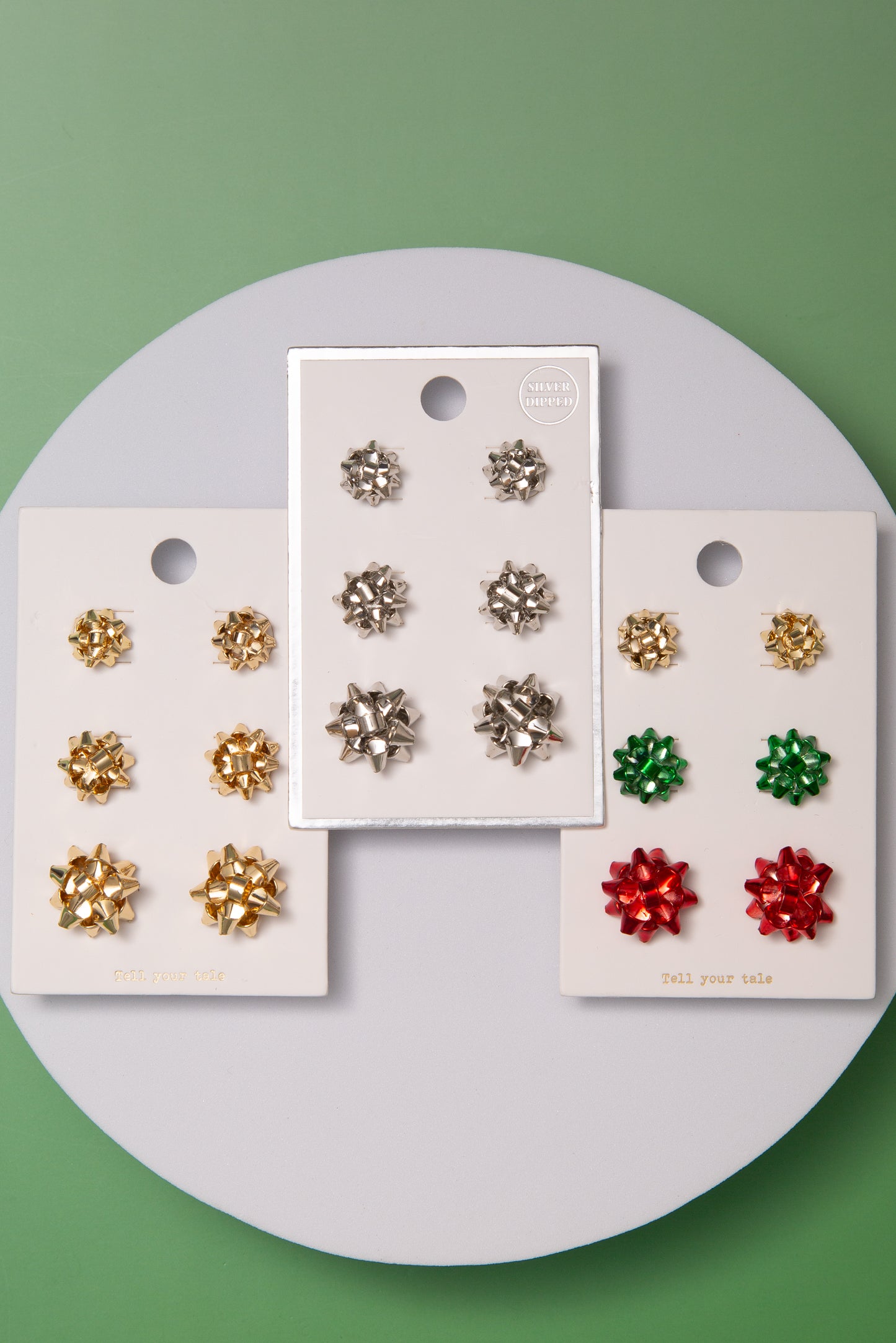Sasha Holiday Stud Earring Set with Mini Gift Bow Designs