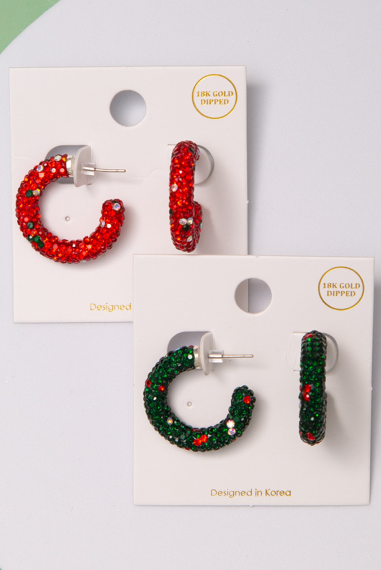 Kathryn Christmas 18K Gold Dipped Crystal Pavé Open Hoop Earrings