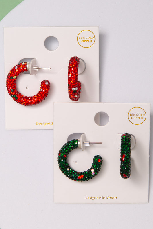 Kathryn Christmas 18K Gold Dipped Crystal Pavé Open Hoop Earrings