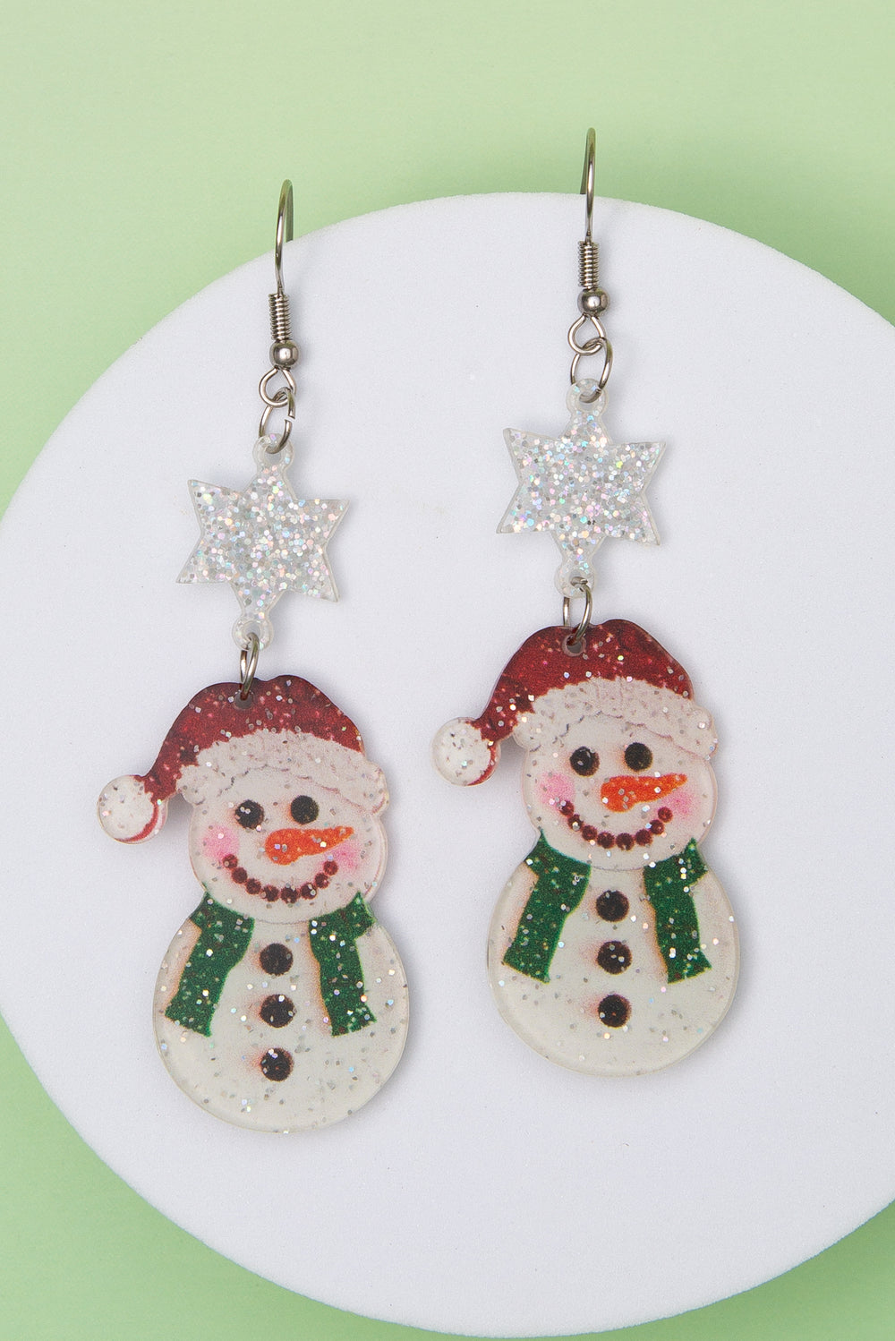 Caroline Christmas Snowman Dangle Earrings with Star Detail