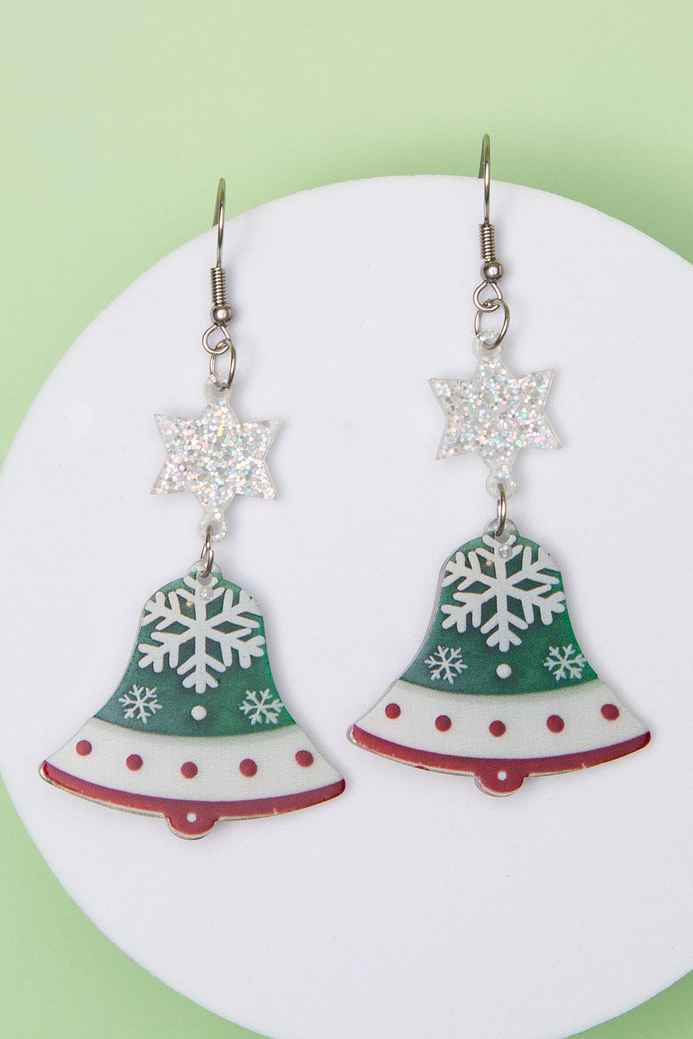 Hailey Christmas Sleigh Bell Earrings with Snowflakes & Stars