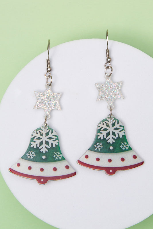 Hailey Christmas Sleigh Bell Earrings with Snowflakes & Stars