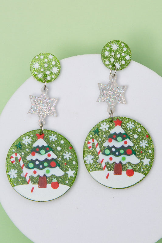 Delilah Christmas Tree Glittered Acrylic Ornament Dangle Earrings