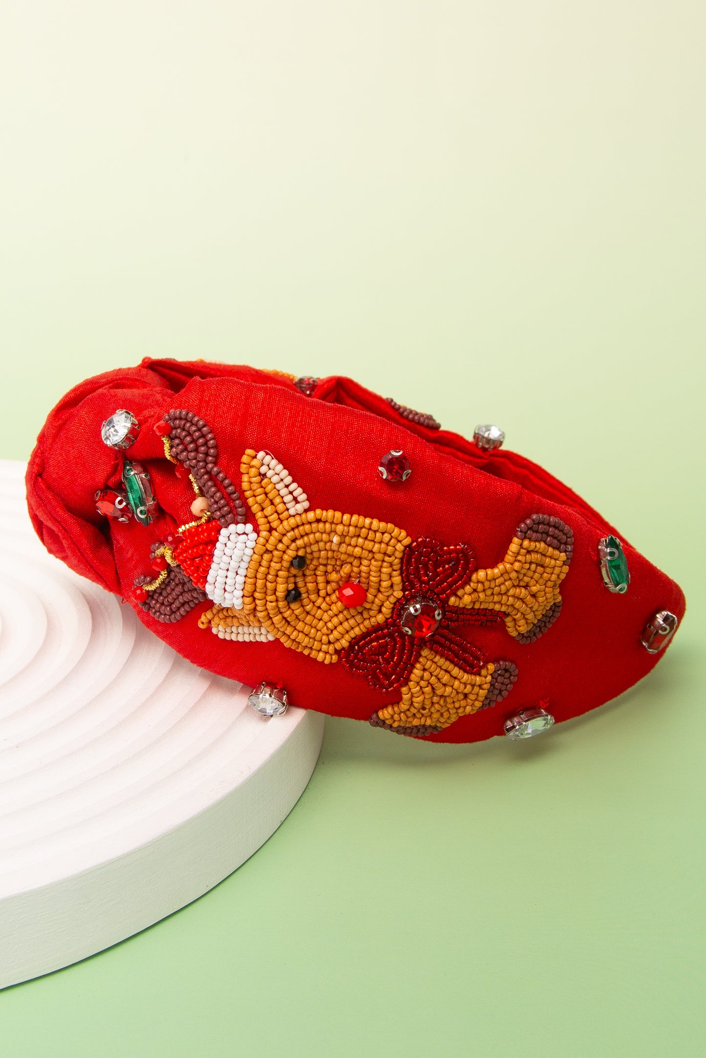 Parker Christmas Red Nose Reindeer Beaded Headband