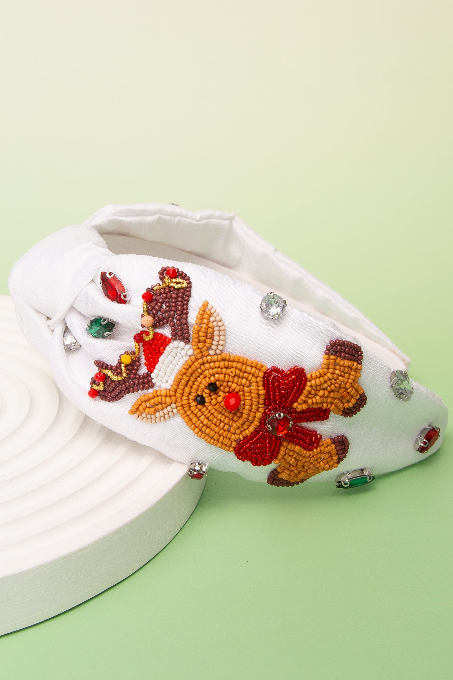 Parker Christmas Red Nose Reindeer Beaded Headband