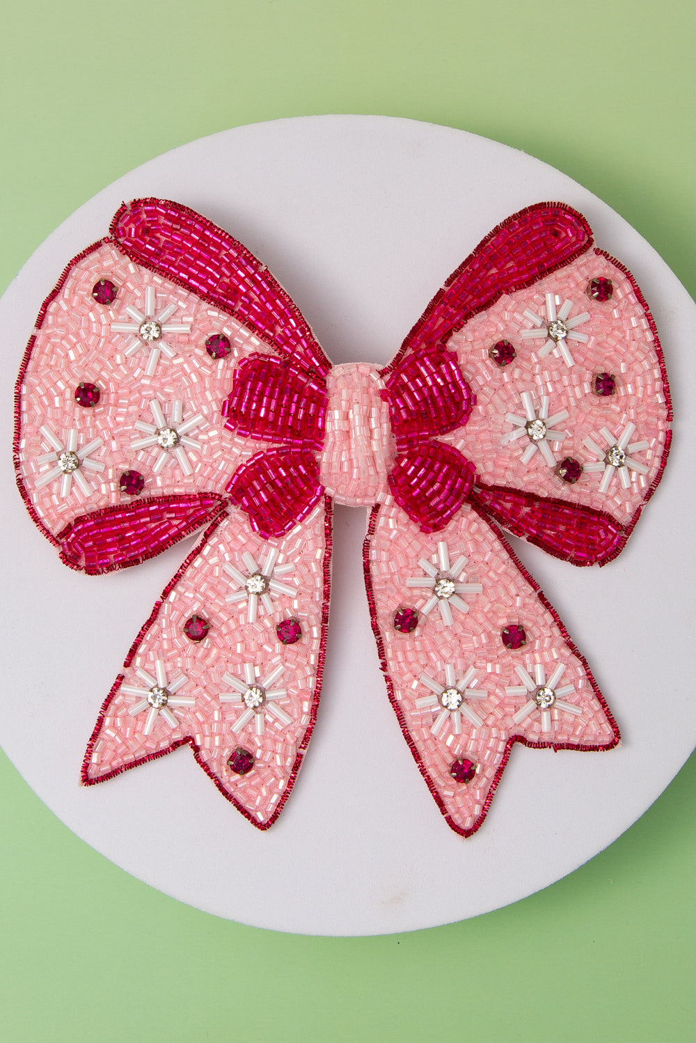 Savannah Christmas Snowflake Beaded Bow Hair Clip