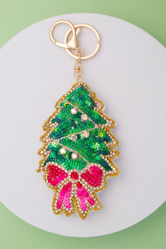 Sutton Christmas Tree Crystal Seed Beaded Keychain