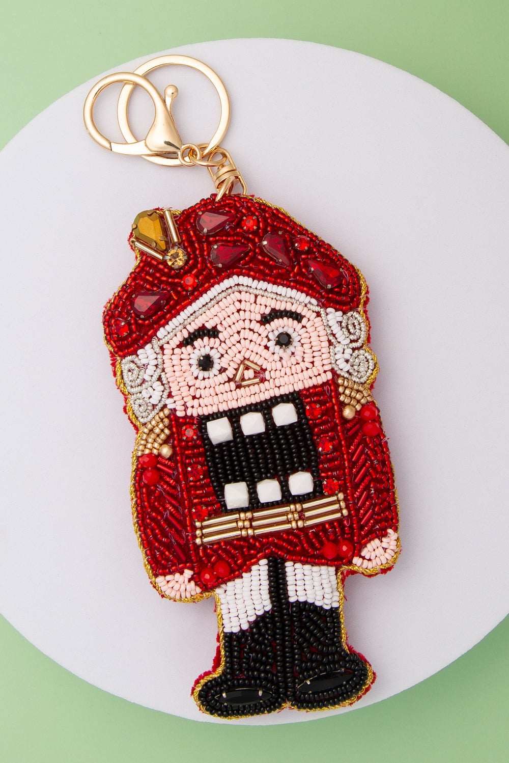Ana Christmas Nutcracker Crystal Seed Beaded Keychain