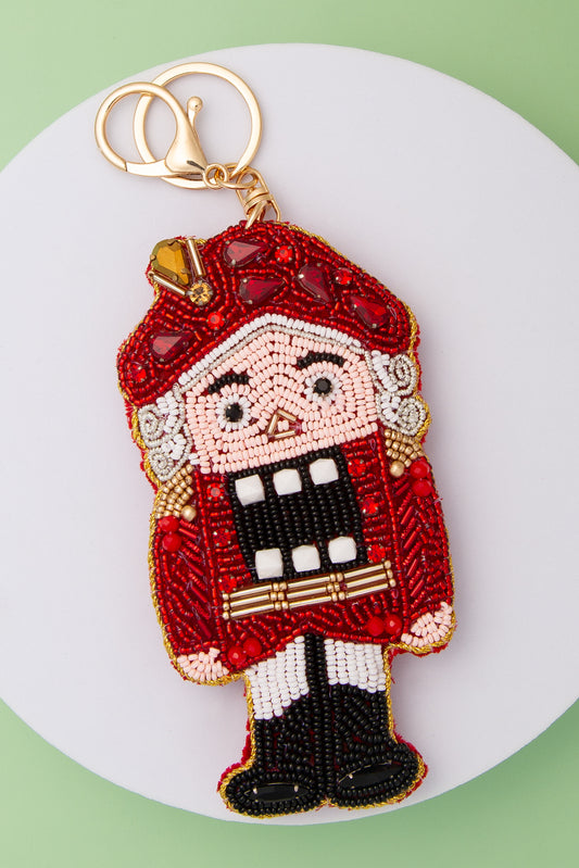 Ana Christmas Nutcracker Crystal Seed Beaded Keychain