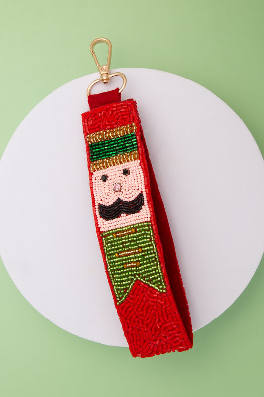 Blake Christmas Theme Crystal Seed Beaded Wristlet Keychain