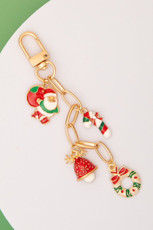 Jemma Christmas Keychain Bag Charm with Crystal-Embellished