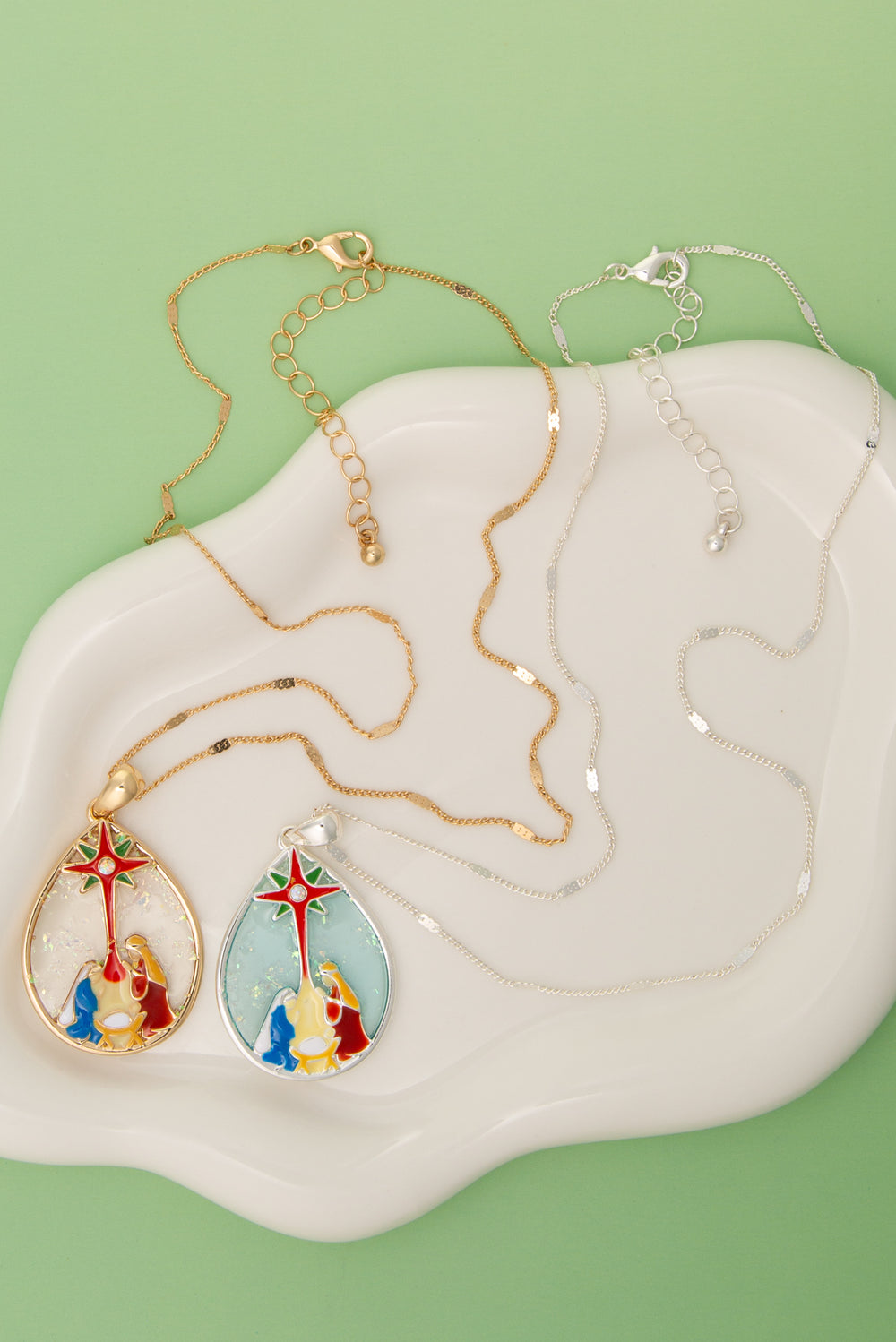 Hellen Christmas Enamel Nativity Pendant Necklace
