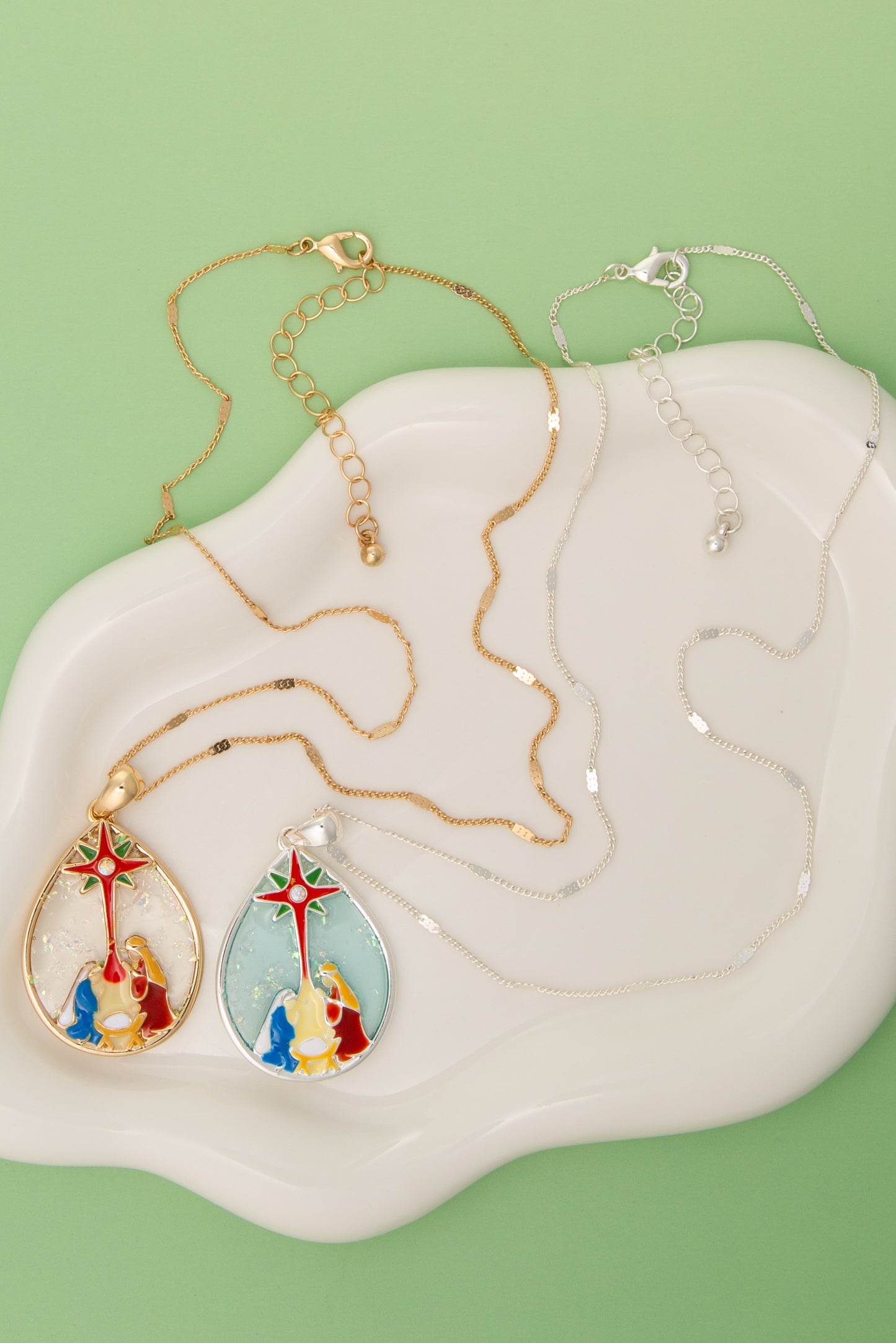 Hellen Christmas Enamel Nativity Pendant Necklace