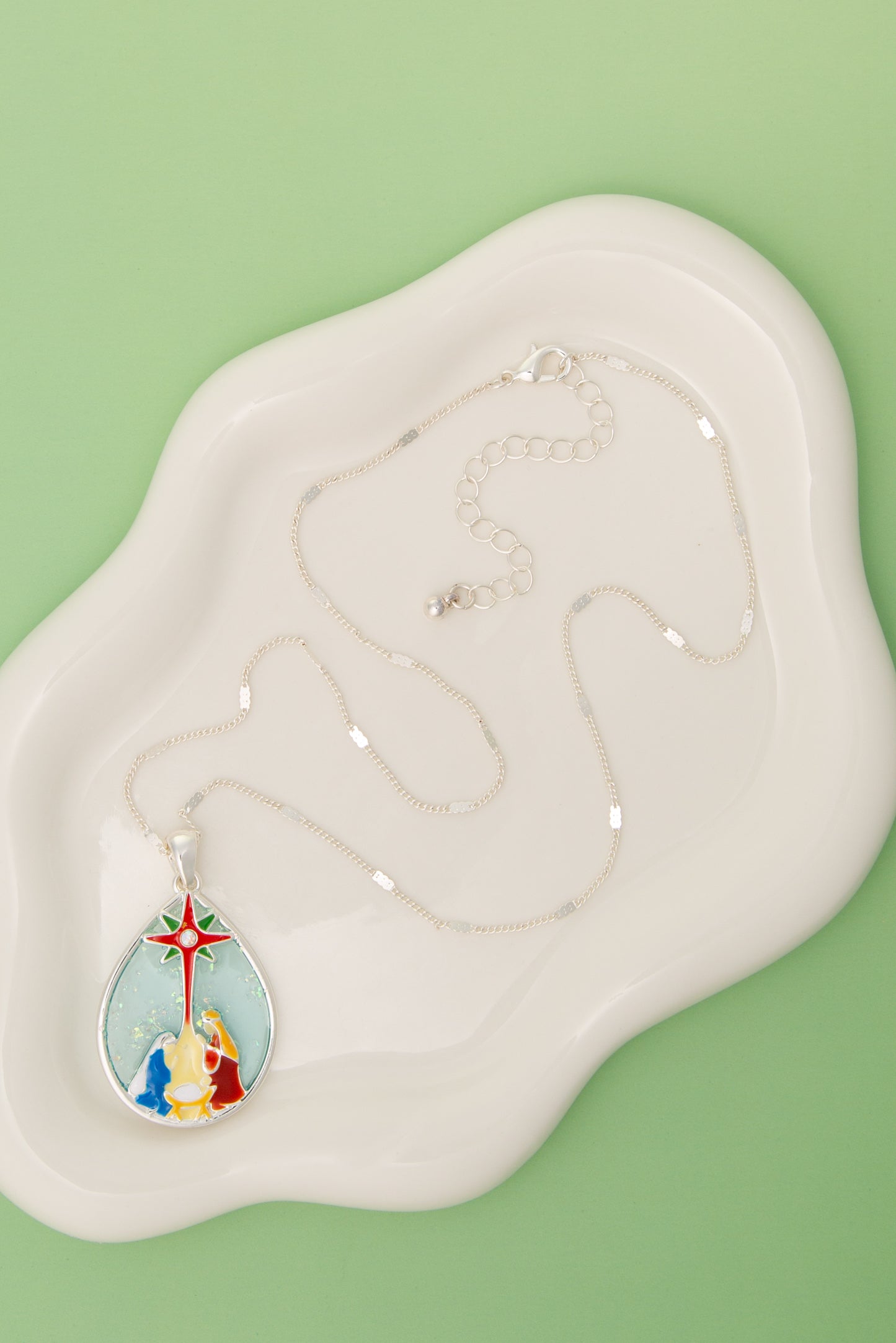 Hellen Christmas Enamel Nativity Pendant Necklace