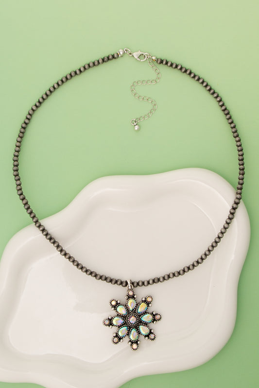 Mary Western Christmas Snowflake Pendant Necklace | Iridescent