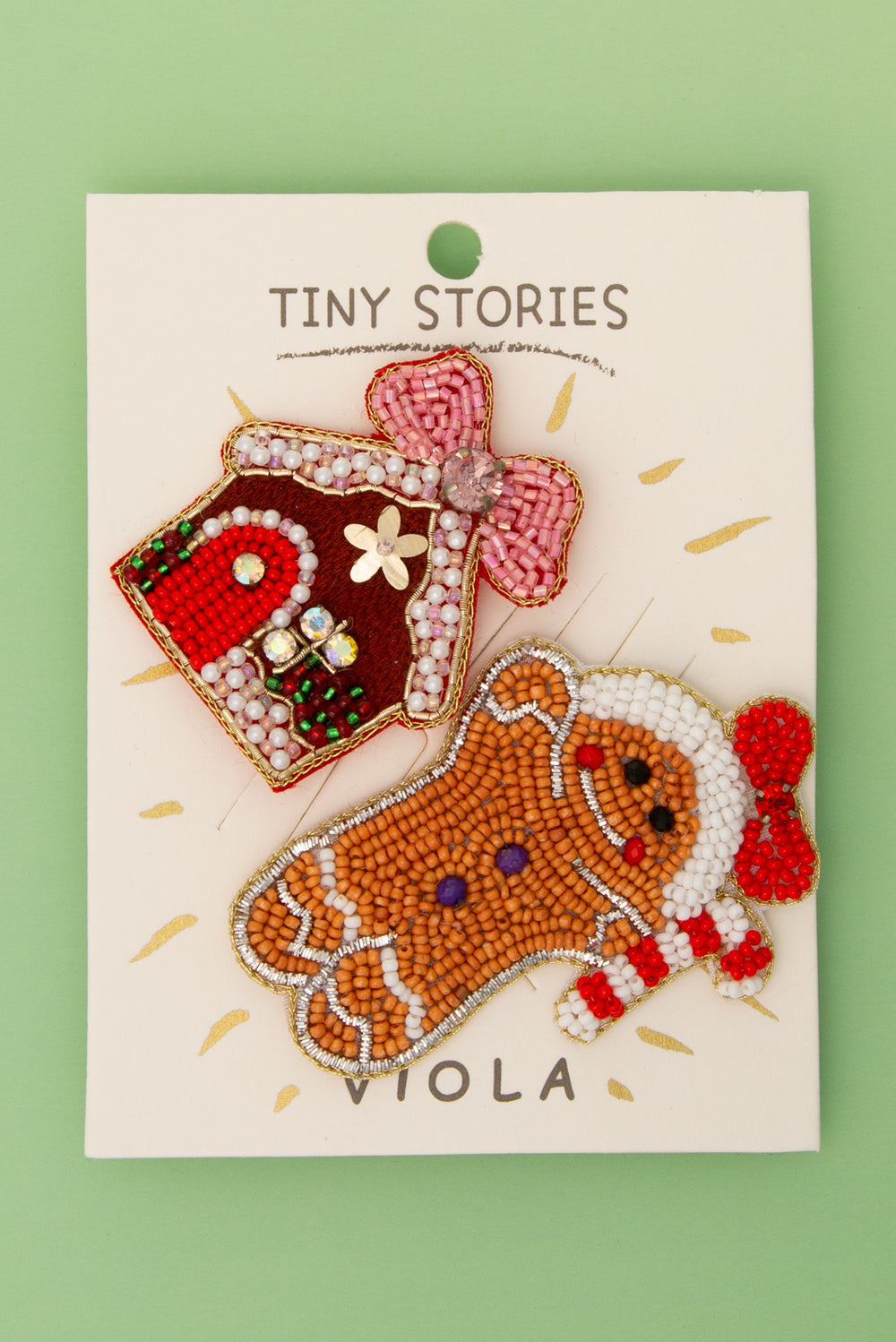 Olivia Christmas Gingerbread Man And House Brooch Pin Set