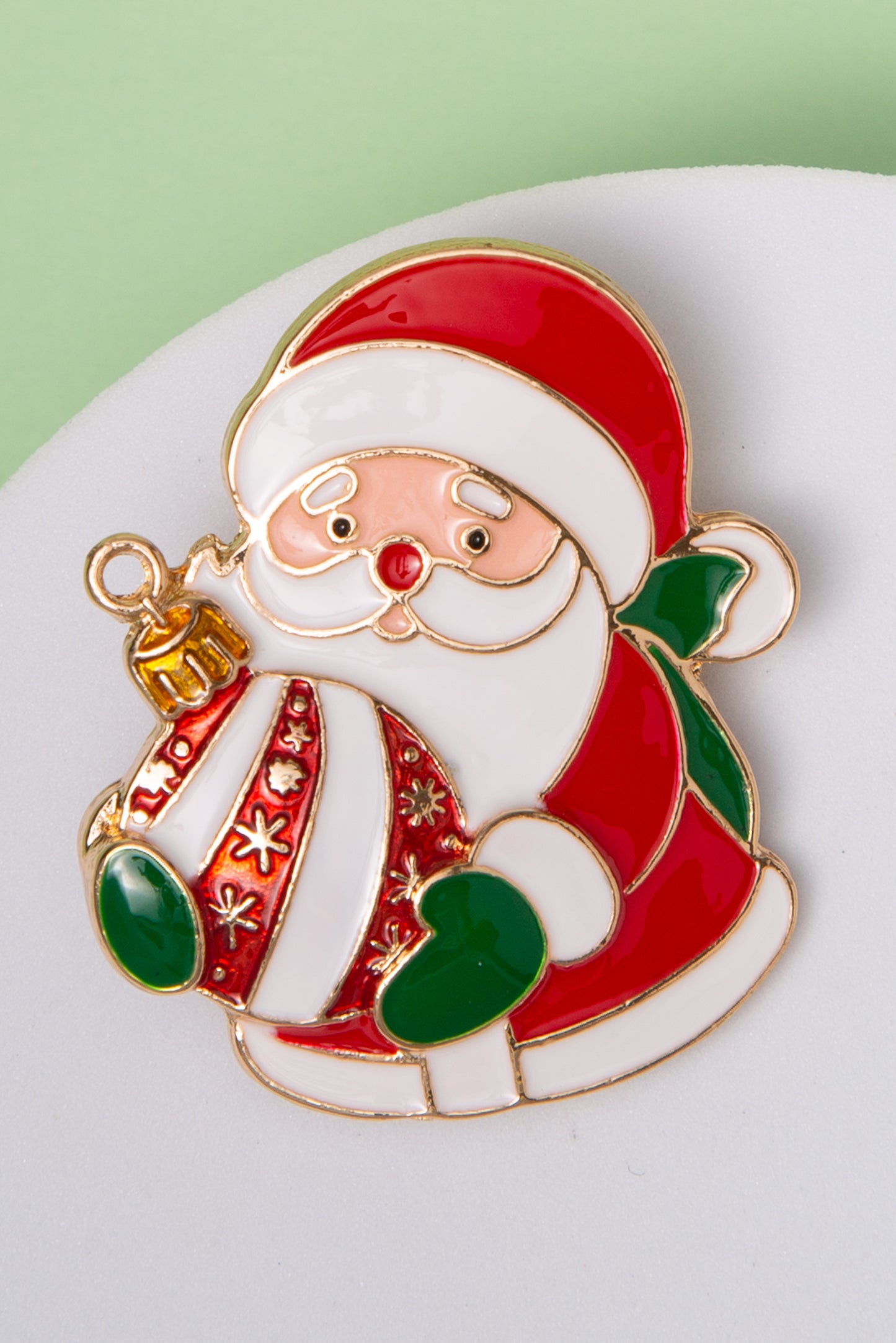 Katelyn Holiday Santa Claus Holding Ornament Enamel Brooch Pin