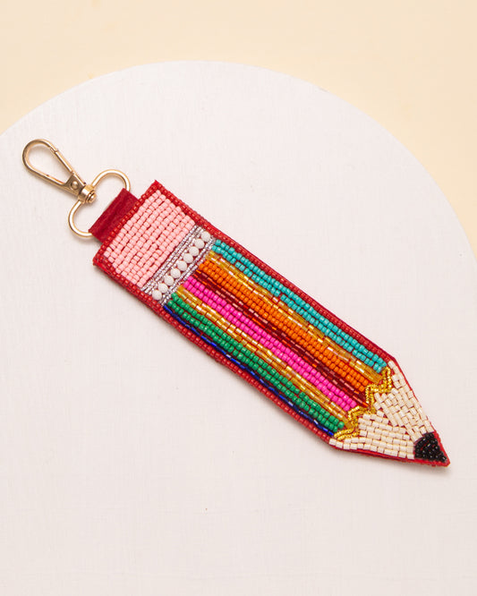 Lina Colorful Seed Beaded Pencil Shape Wristlet Keychain
