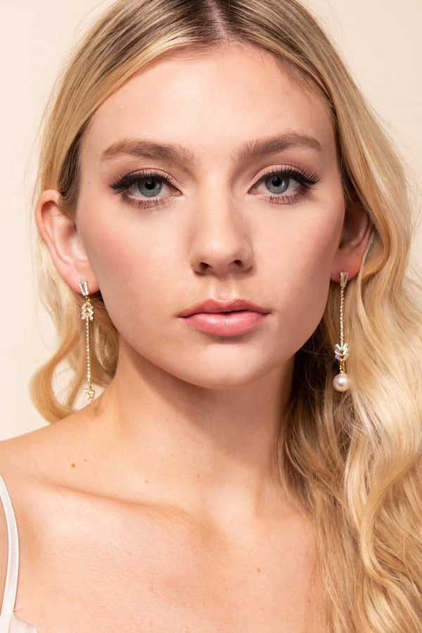 Gemini Pearl and Triangle Earrings