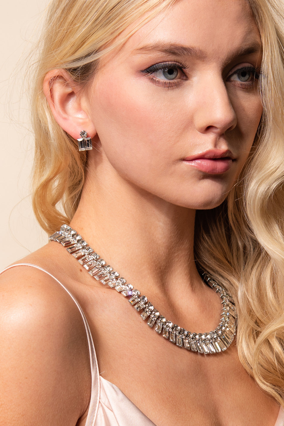 Danika Rectangular Stone Necklace & Earring Set