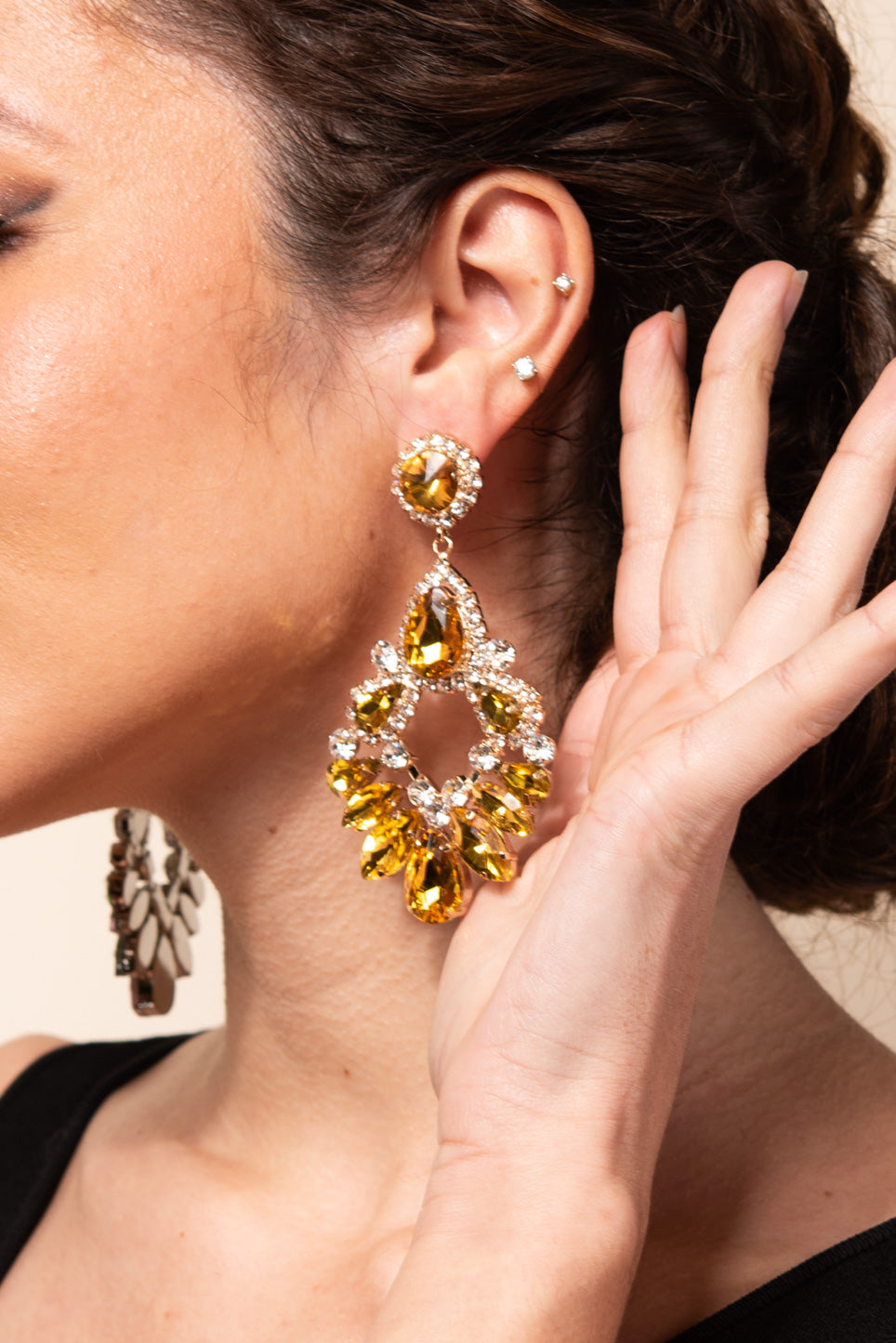 Janice Crystal Pear Earrings