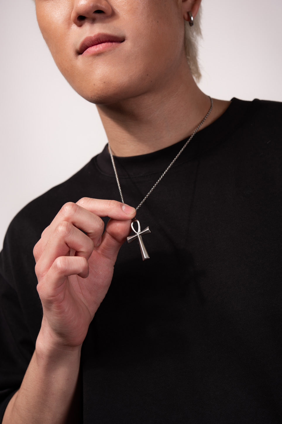 Stainless Steel Chain Necklace with Ankh Pendant – Sophia Collection