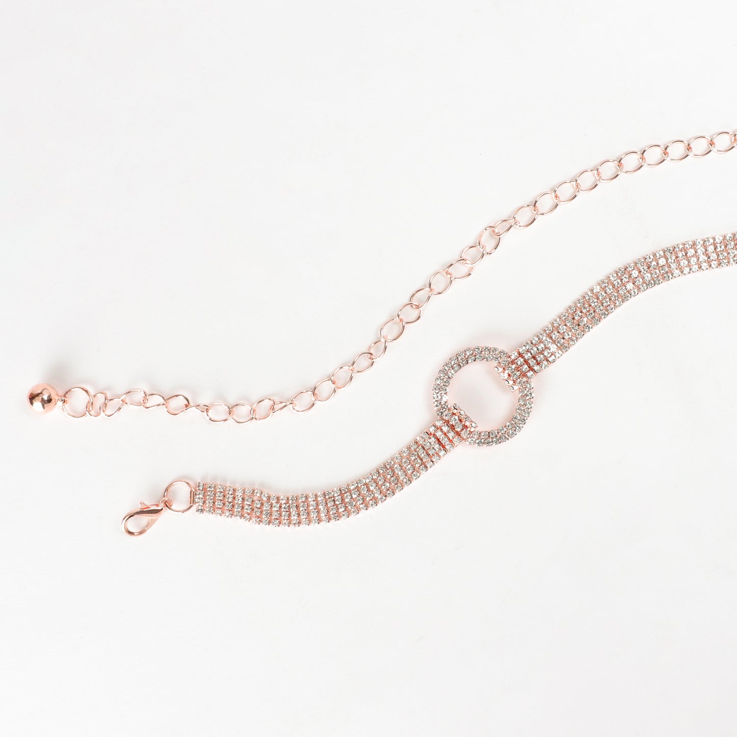 Melanie O-Ring Rhinestone Chain Belt - Rose Gold