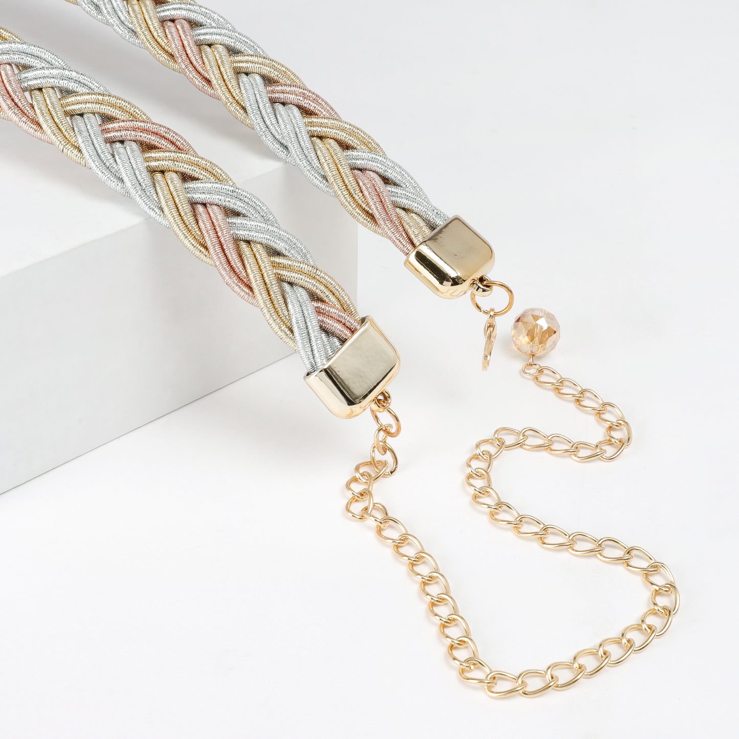 Kaylee Metallic Braided Cord Belt - Multicolor