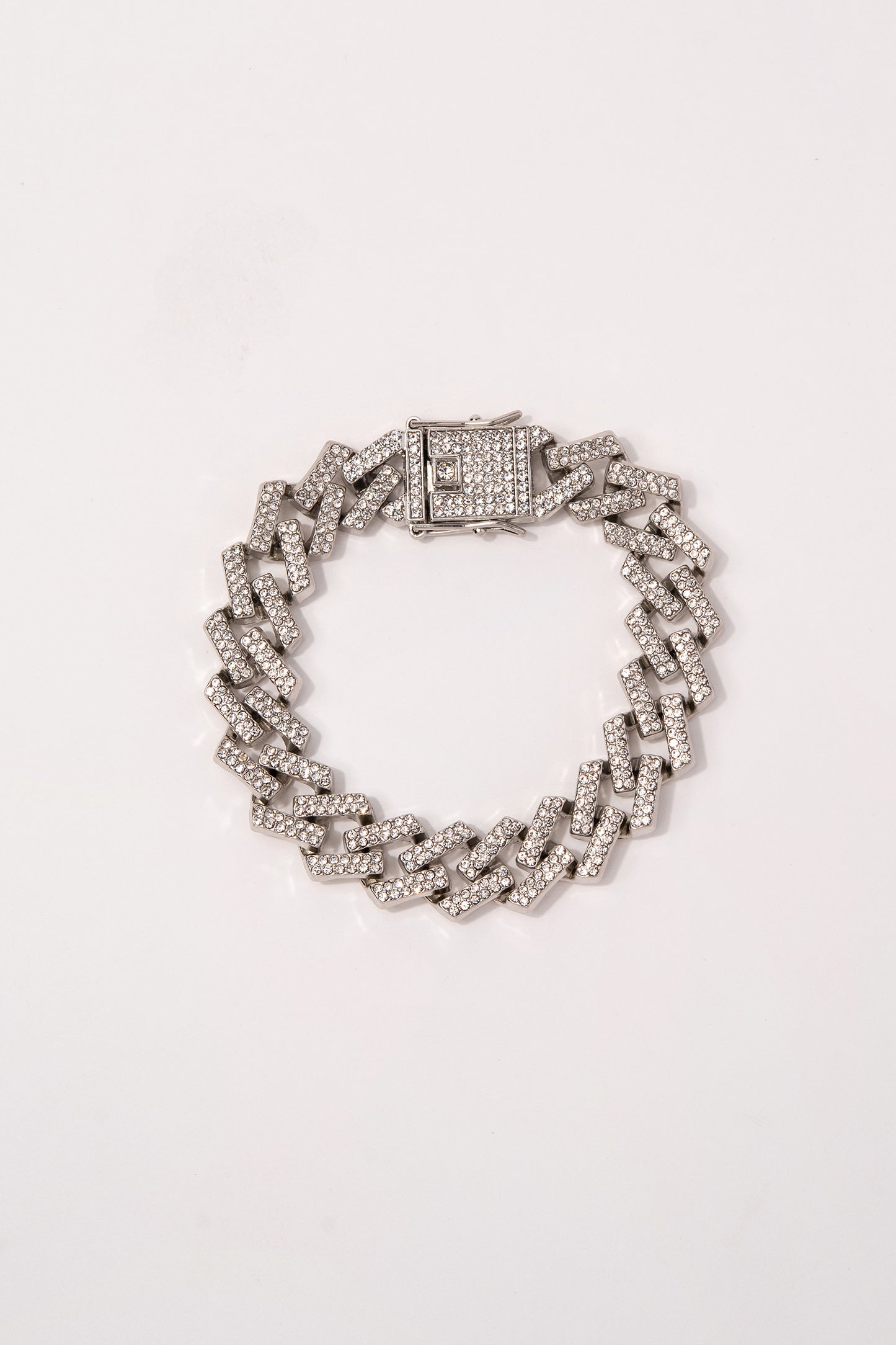 Mariah Rhinestone Link Bracelet- Silver