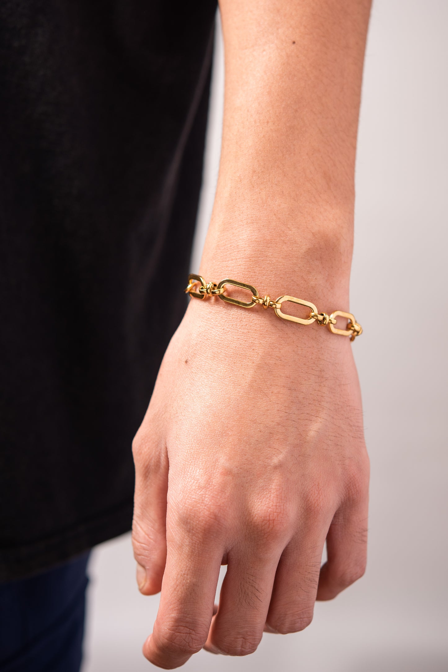 Gold Plated Stainless Steel Industrial Chain Link Bracelet - Gold