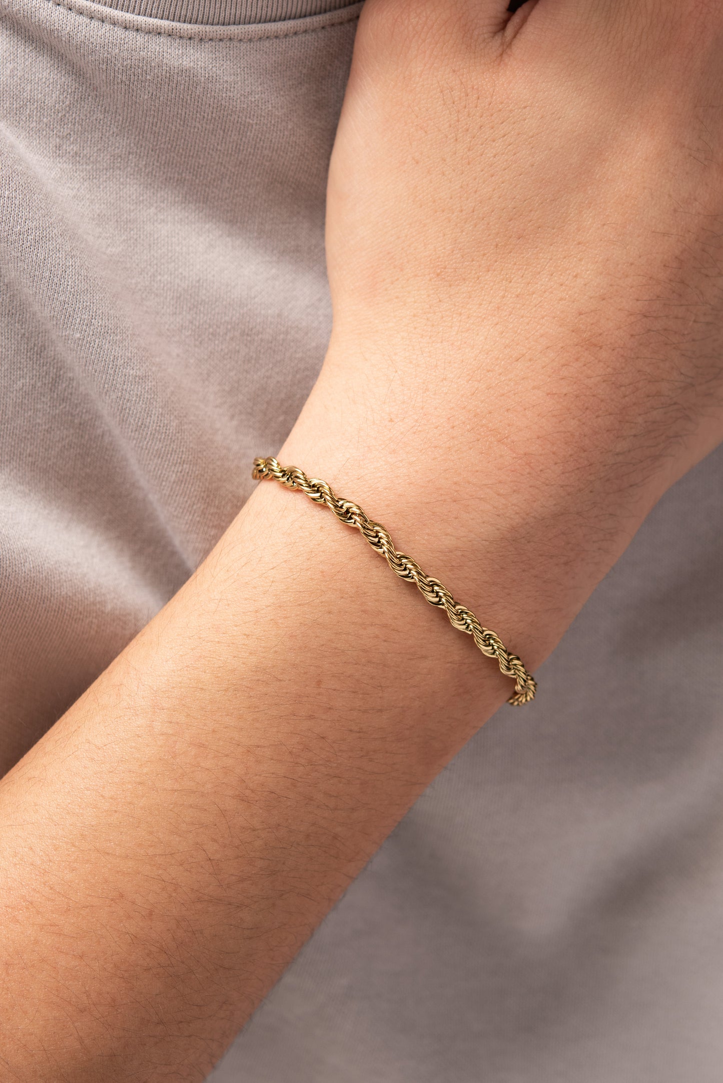 Stainless Steel Rope Chain Bracelet - Gold