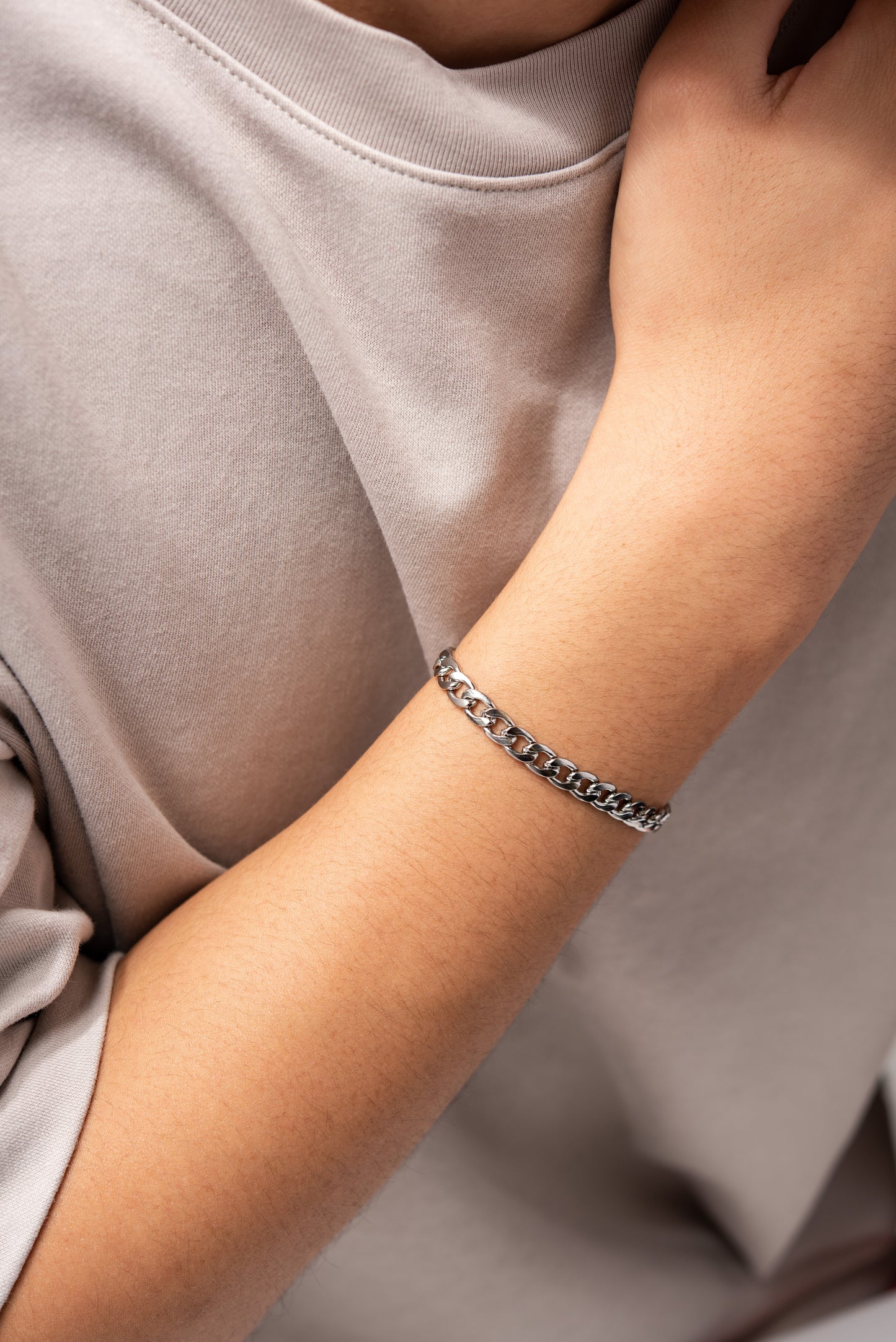 Stainless Steel Curb Chain Bracelet - Silver