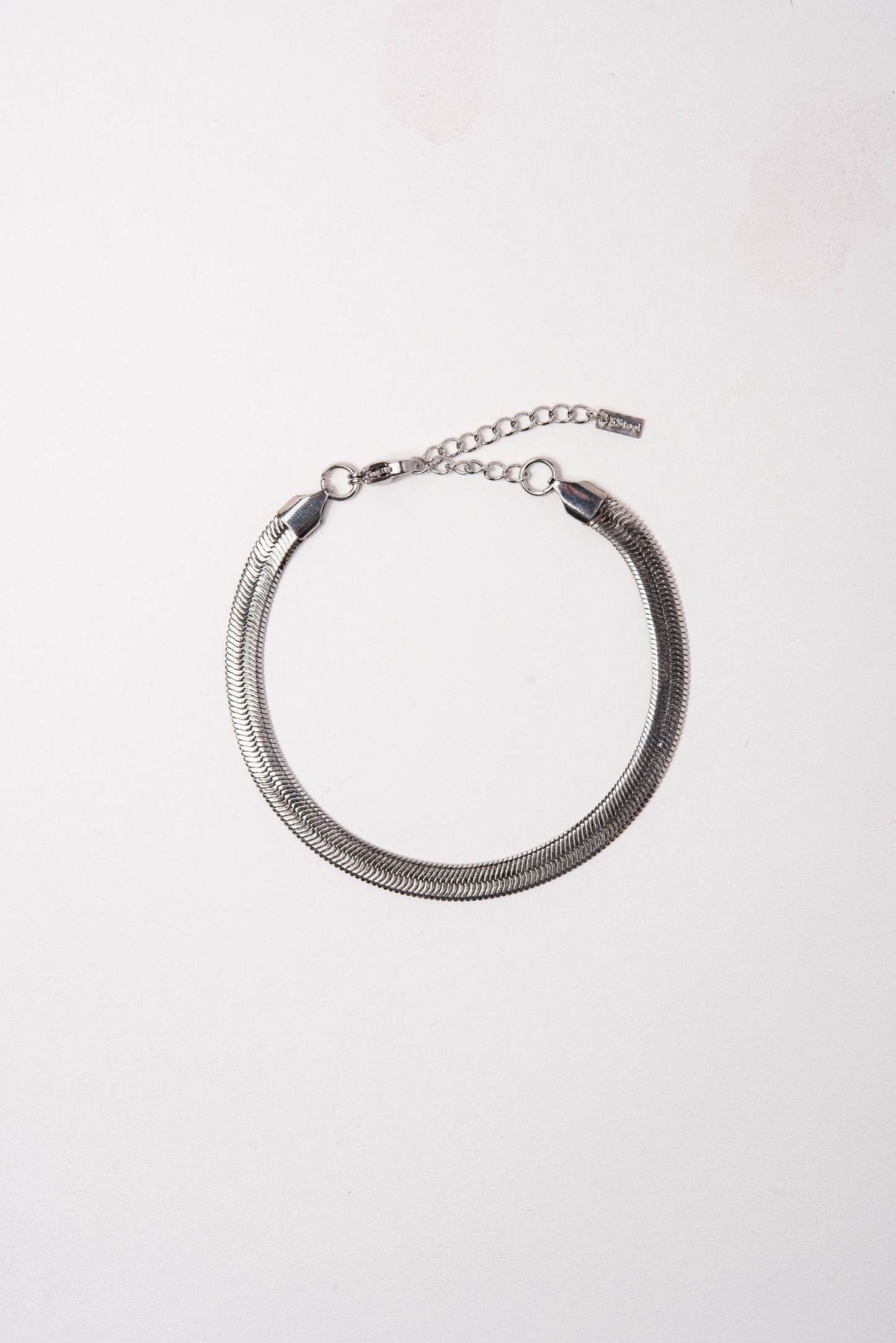 Stainless Steel Herringbone Chain Bracelet - Silver