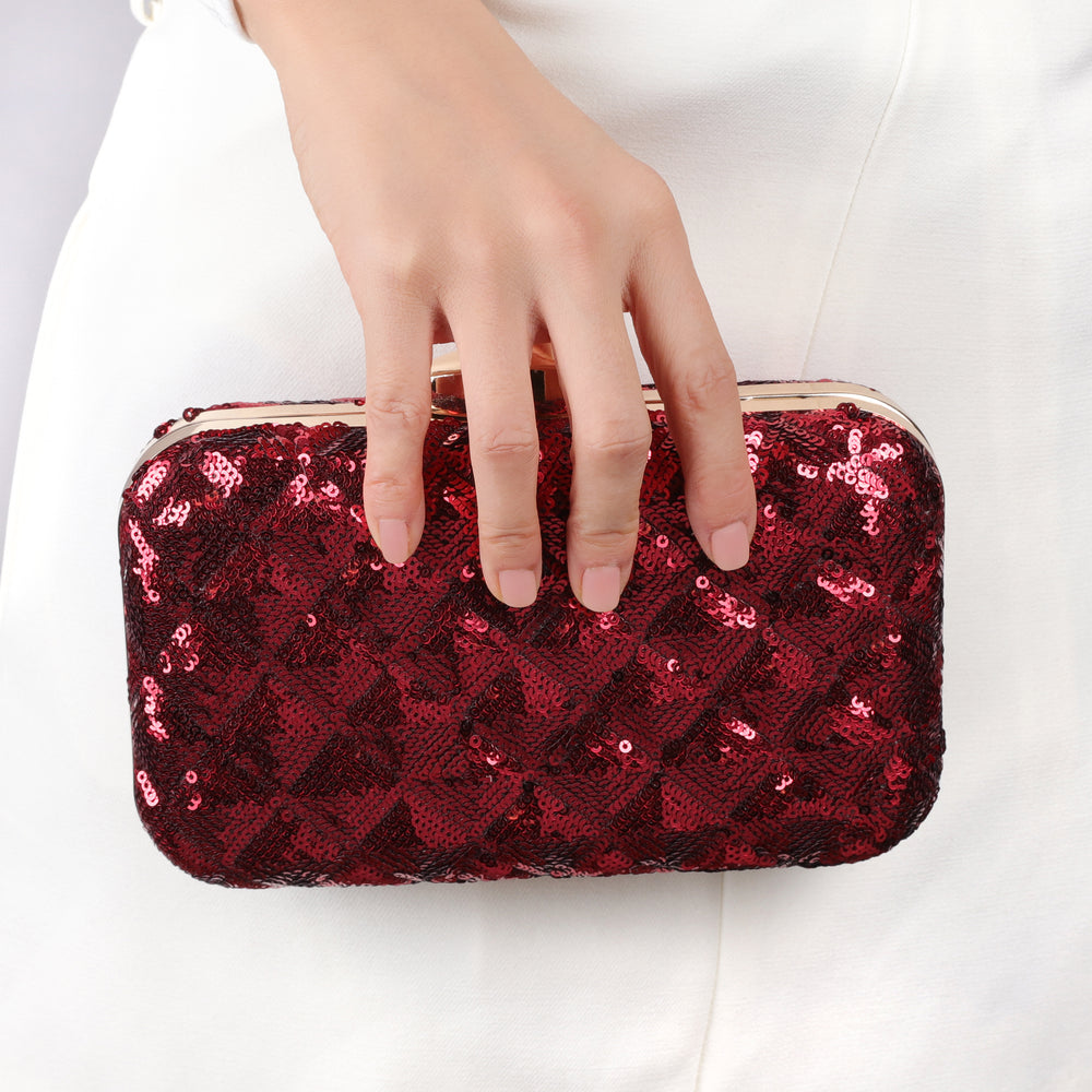 Stacy Red Sequin Clutch