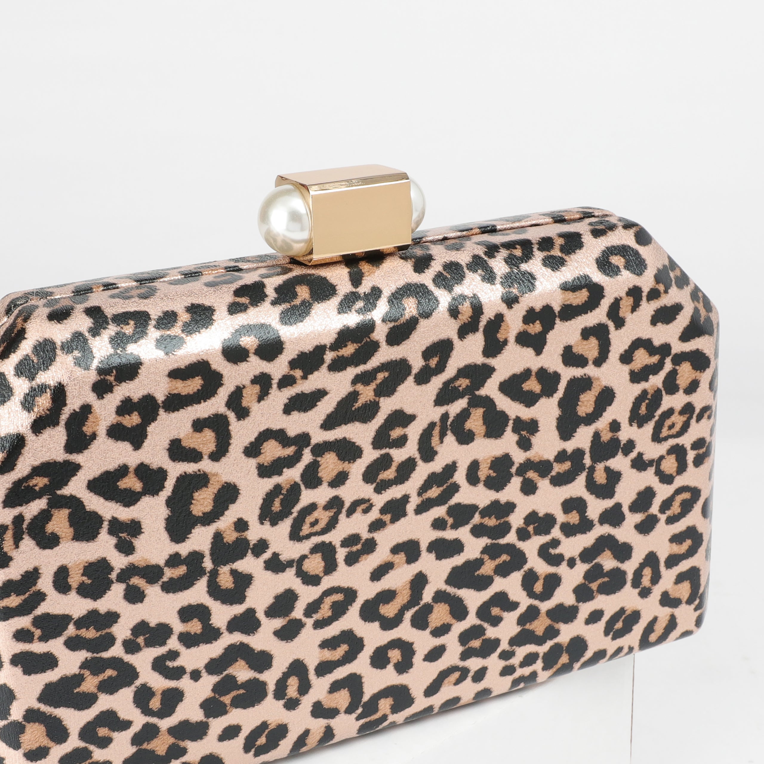 Gilded Leopard Print Clutch | Brown