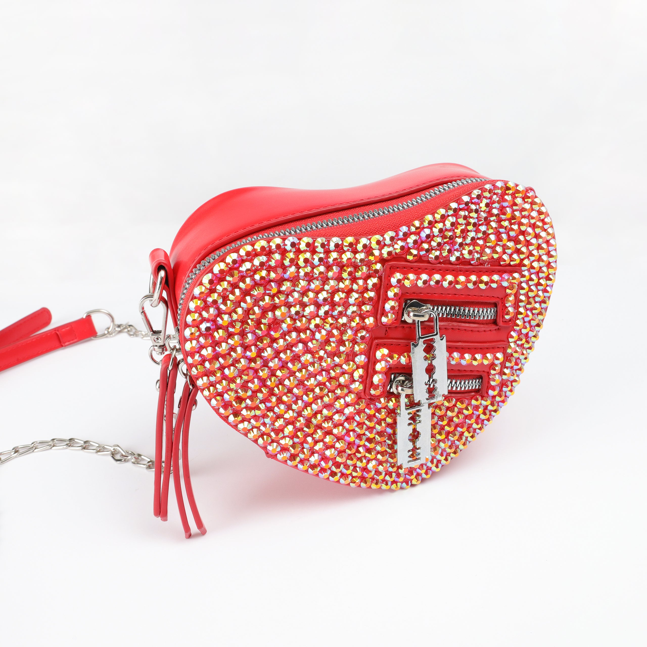 Sweetheart Rhinestone Crossbody Purse | Red