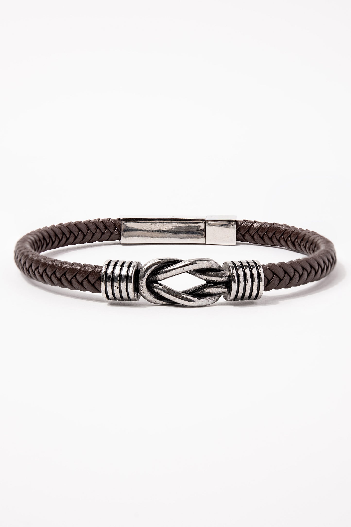 Stainless Steel Brown Cord Bracelet