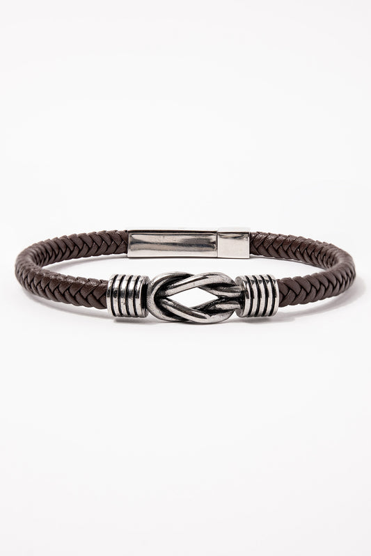 Stainless Steel Brown Cord Bracelet