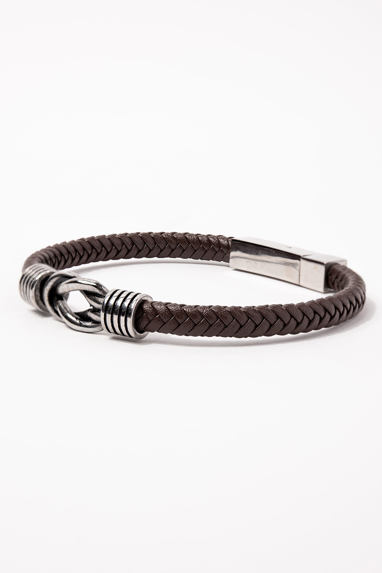 Stainless Steel Brown Cord Bracelet