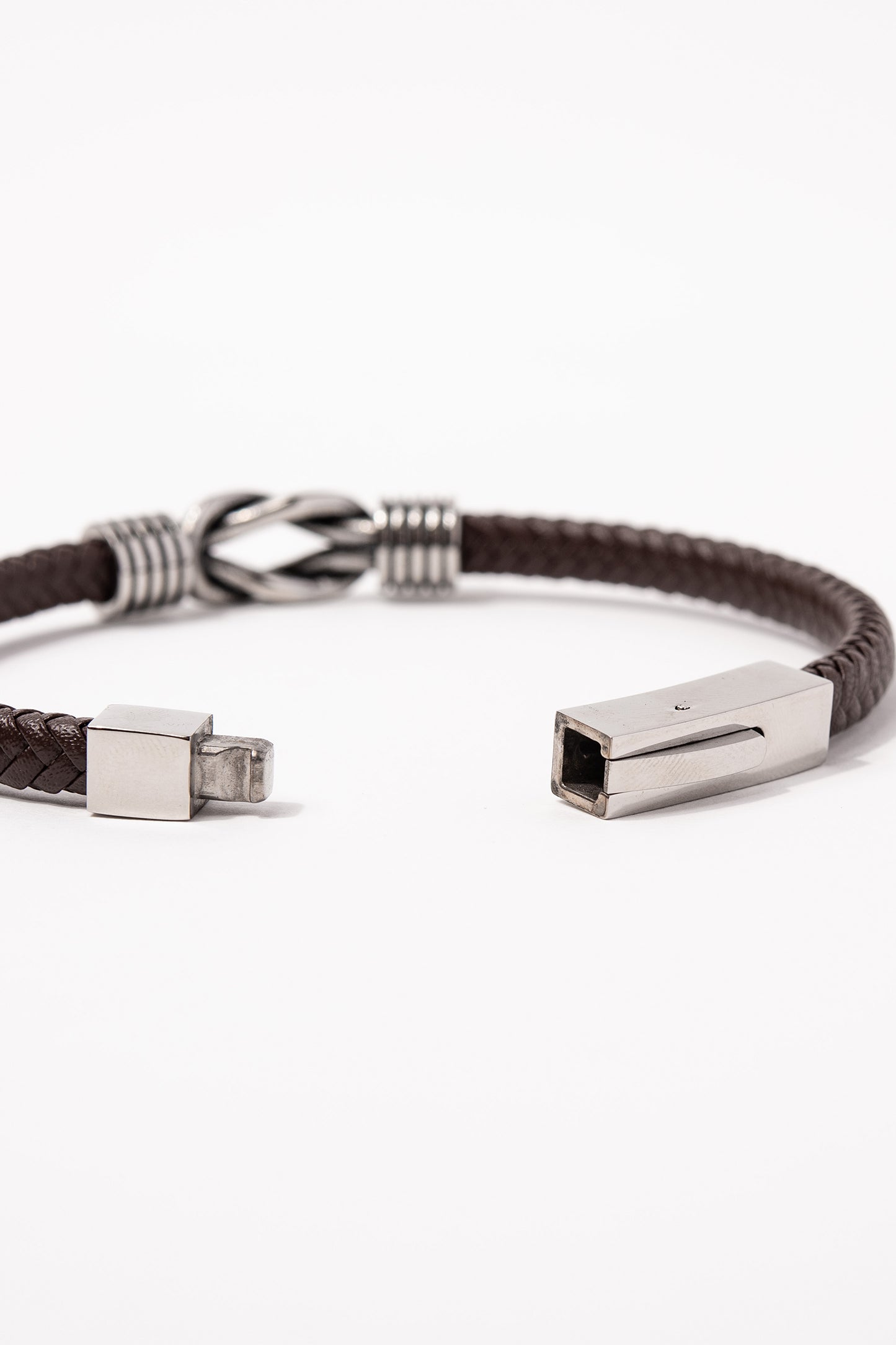 Stainless Steel Brown Cord Bracelet