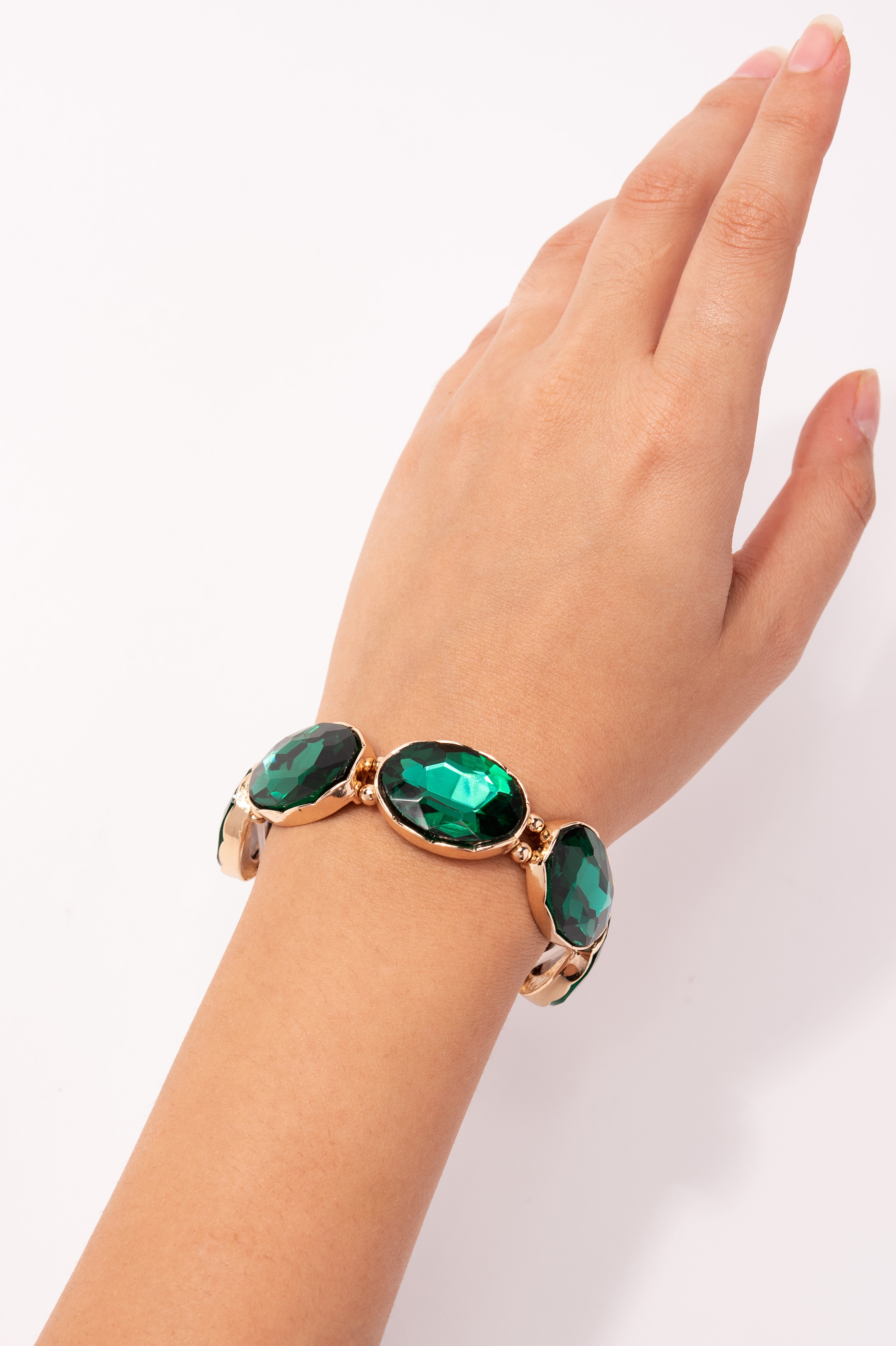 Hattie Rhinestone Stretch Bracelet | Green