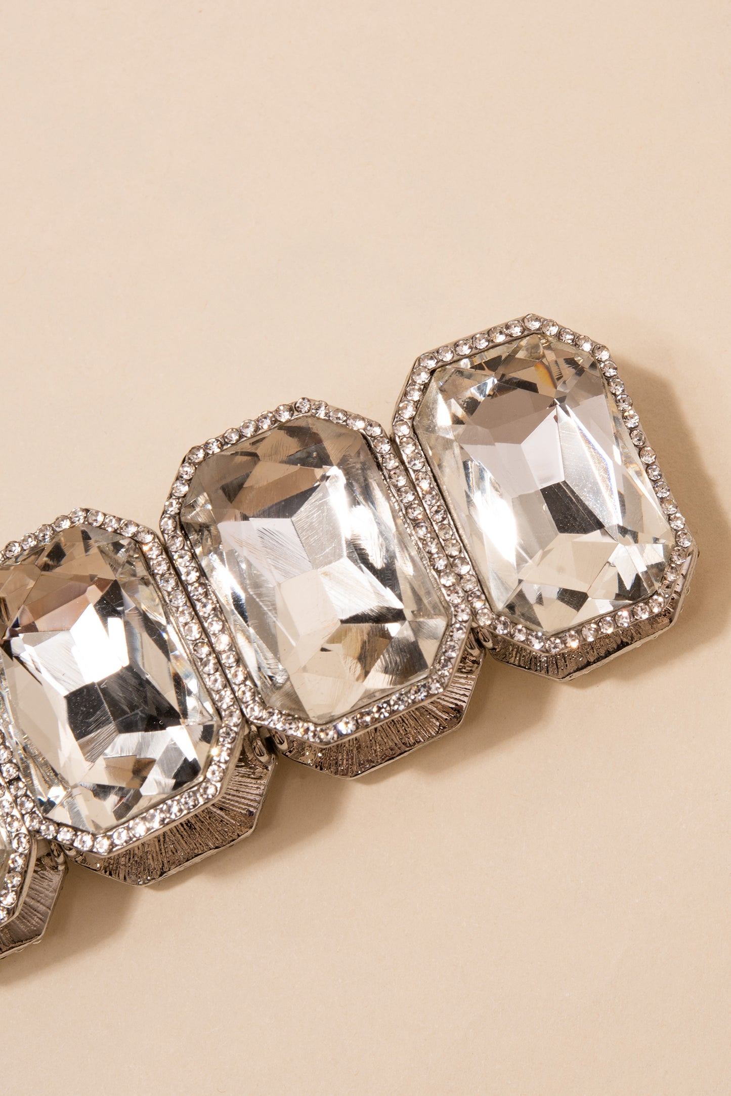 Margaret Embellished Rectangle Stone Bracelet - Silver