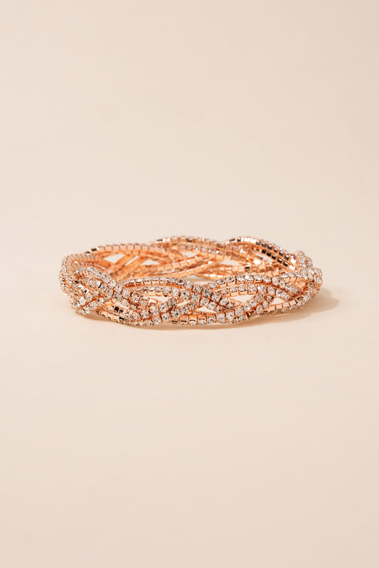 Charmed Braided Rhinestone Stretch Bracelet